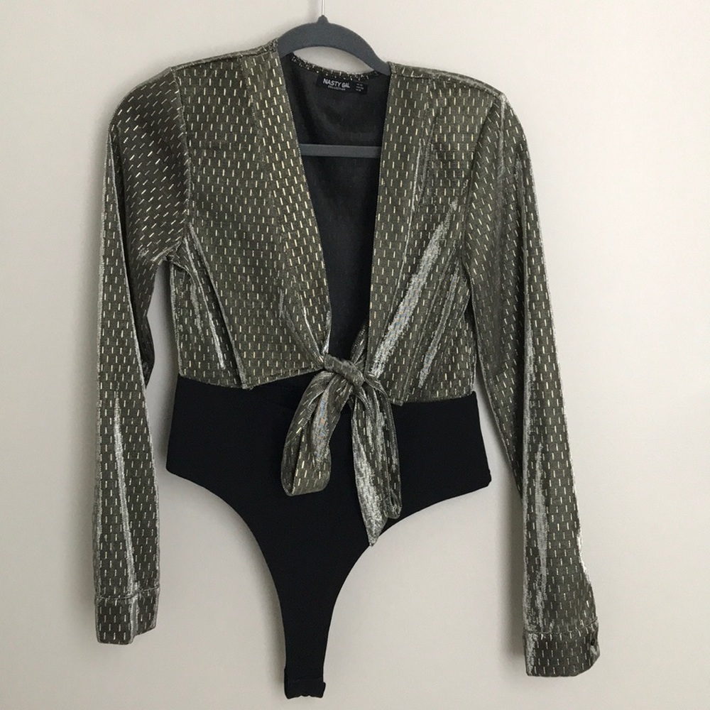 Gold and Black high rise bodysuit